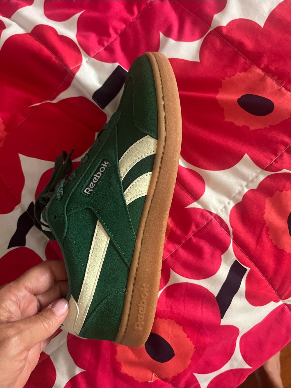 Reebok Green Suede Low-Top Sneakers - Picture 2 of 6